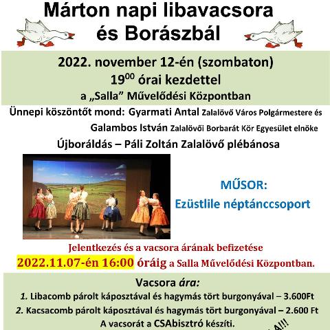 Márton napi libavacsora és Borászbál- 2022.11.12